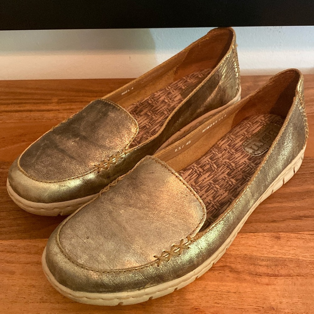 Born Metallic Gold Loafers
